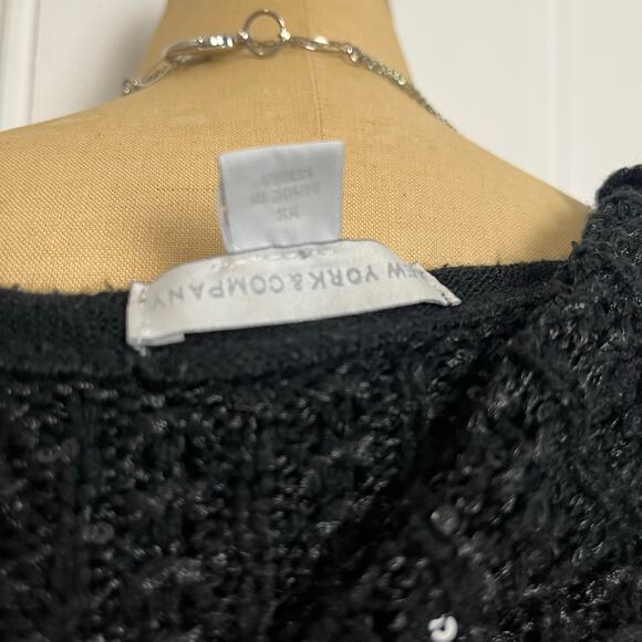 NY&Co Black long sleeve cowl neck over shoulder glam sweater festive size XS - Picture 7 of 8